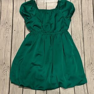 Crewcuts Vibrant Green girls size 8 satin bubble hem dress